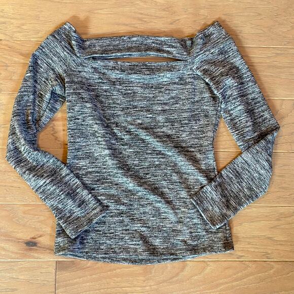 Venus dark gray off the shoulder long sparkly sleeve top - Picture 3 of 7